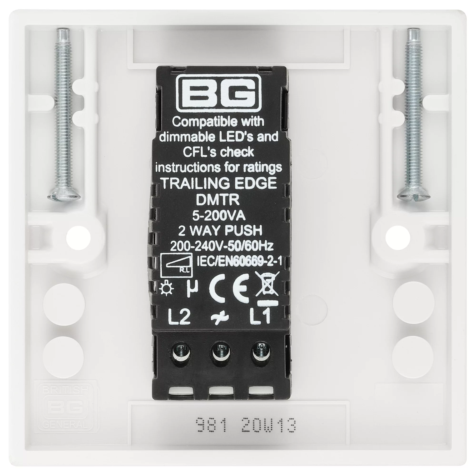 British General Profile Single 2 Way 200W Dimmer Switch 3 British General Profile Single 2 Way 200W Dimmer Switch - Image 3