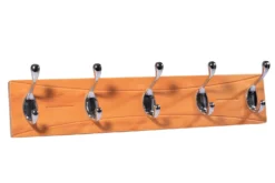 Chrome Effect Beech 5 Hook Rail, (L)460mm (H)15mm