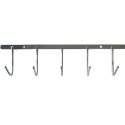 Chrome Effect Steel 5 Hook Rail, (L)398mm (H)40mm