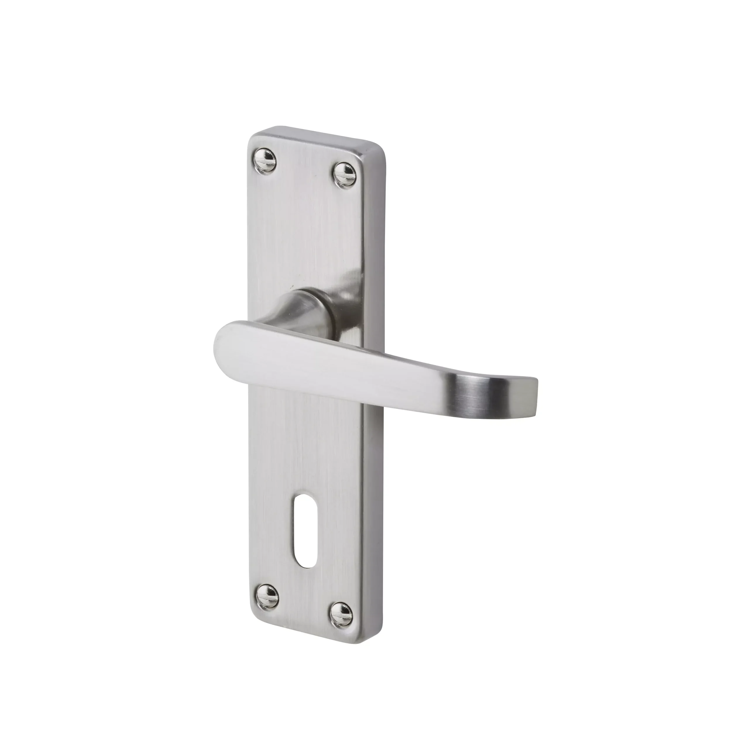 Colours Arsk Satin Nickel Effect Steel Straight Lock Door Handle (L)101mm 1 Colours Arsk Satin Nickel Effect Steel Straight Lock Door Handle (L)101mm