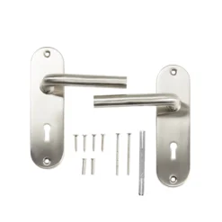 Colours Ayen Satin Nickel Effect Steel Straight Lock Door Handle (L)120mm -Master Yale Shop colours ayen satin nickel effect steel straight lock door handle l 120mm3663602830078 03bq scaled