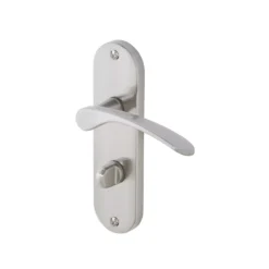Colours Beare Satin Nickel Effect Aluminium & Steel Curved Bathroom Door Handle (L)110mm