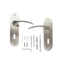 Colours Beare Satin Nickel Effect Aluminium & Steel Curved Lock Door Handle (L)110mm -Master Yale Shop colours beare satin nickel effect aluminium steel curved lock door handle l 110mm3663602829683 03bq scaled