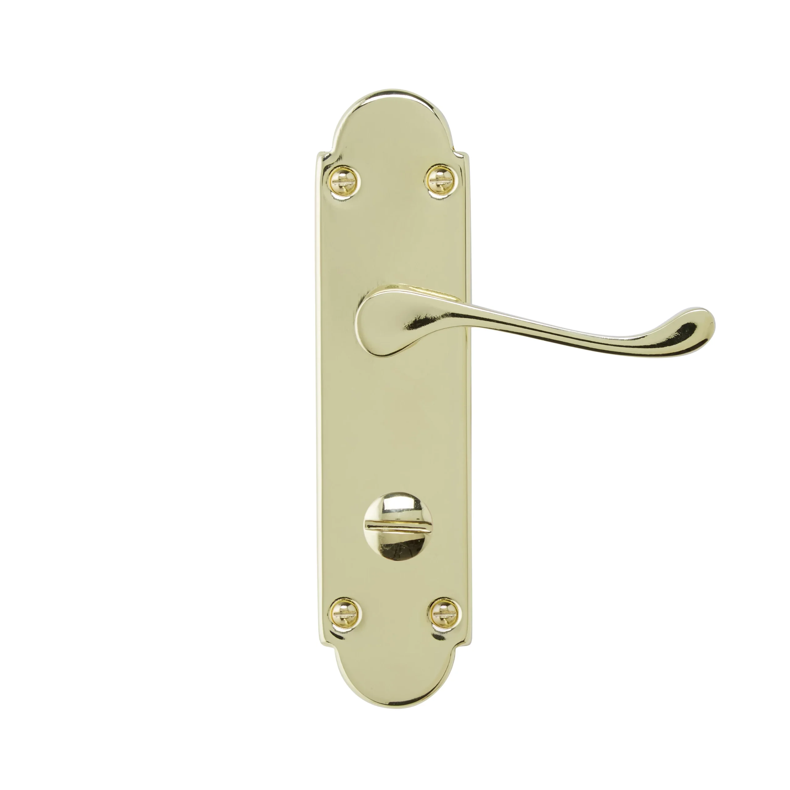 Colours Beja Polished Brass Effect Steel Scroll Bathroom Door Handle (L)96mm 2 Colours Beja Polished Brass Effect Steel Scroll Bathroom Door Handle (L)96mm - Image 2