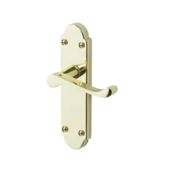 Colours Beja Polished Brass Effect Steel Scroll Latch Door Handle (L)96mm, Pack Of 3