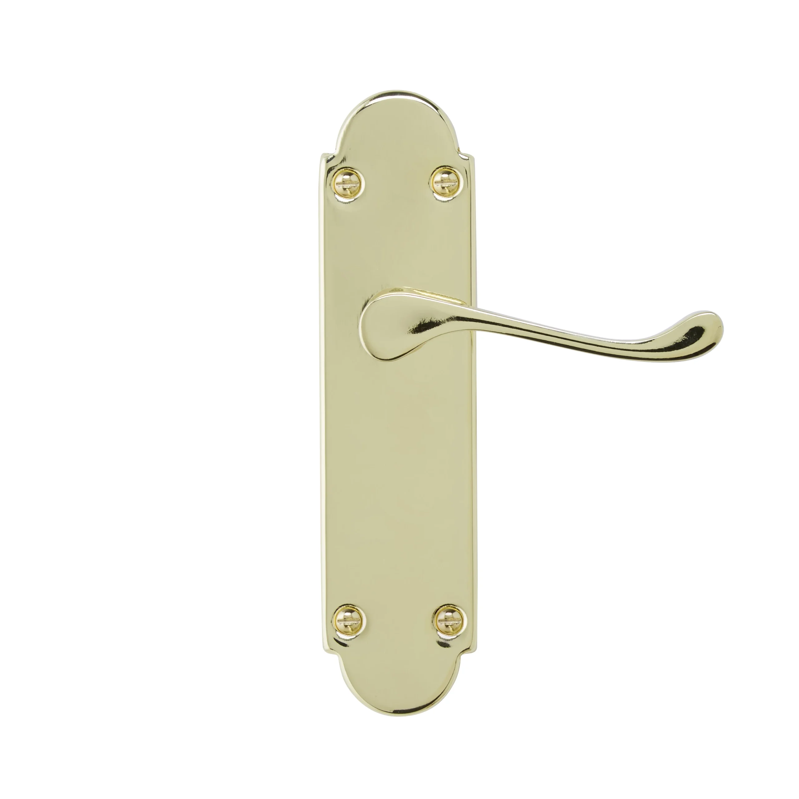 Colours Beja Polished Brass Effect Steel Scroll Latch Door Handle (L)96mm, Pack Of 3 2 Colours Beja Polished Brass Effect Steel Scroll Latch Door Handle (L)96mm, Pack Of 3 - Image 2