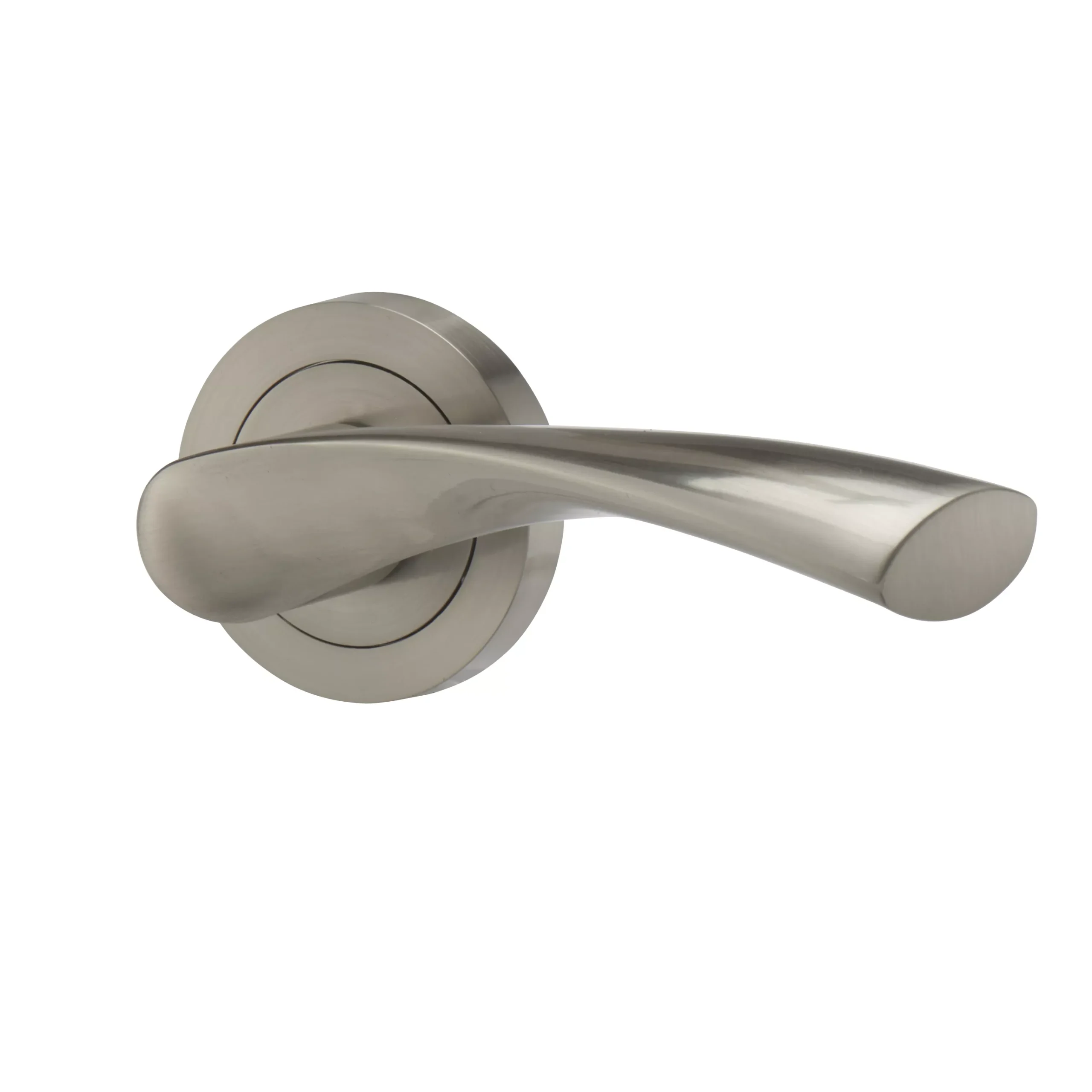 Colours Breage Rose Nickel Effect Zamak Latch Door Handle (L)121mm, Pair 1 Colours Breage Rose Nickel Effect Zamak Latch Door Handle (L)121mm, Pair