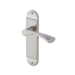 Colours Breage Satin Nickel Effect Steel Curved Latch Door Handle (L)121mm, Pair