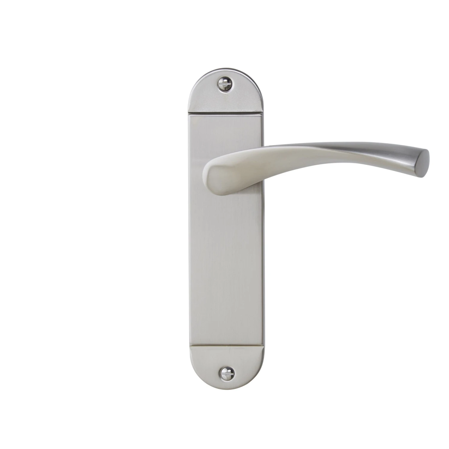 Colours Breage Satin Nickel Effect Steel Curved Latch Door Handle (L)121mm, Pair 2 Colours Breage Satin Nickel Effect Steel Curved Latch Door Handle (L)121mm, Pair - Image 2