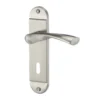 Colours Breage Satin Nickel Effect Steel Curved Lock Door Handle (L)121mm, Pair