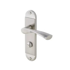 Colours Breage Satin Nickel Effect Zinc Alloy Curved Bathroom Door Handle (L)121mm, Pair