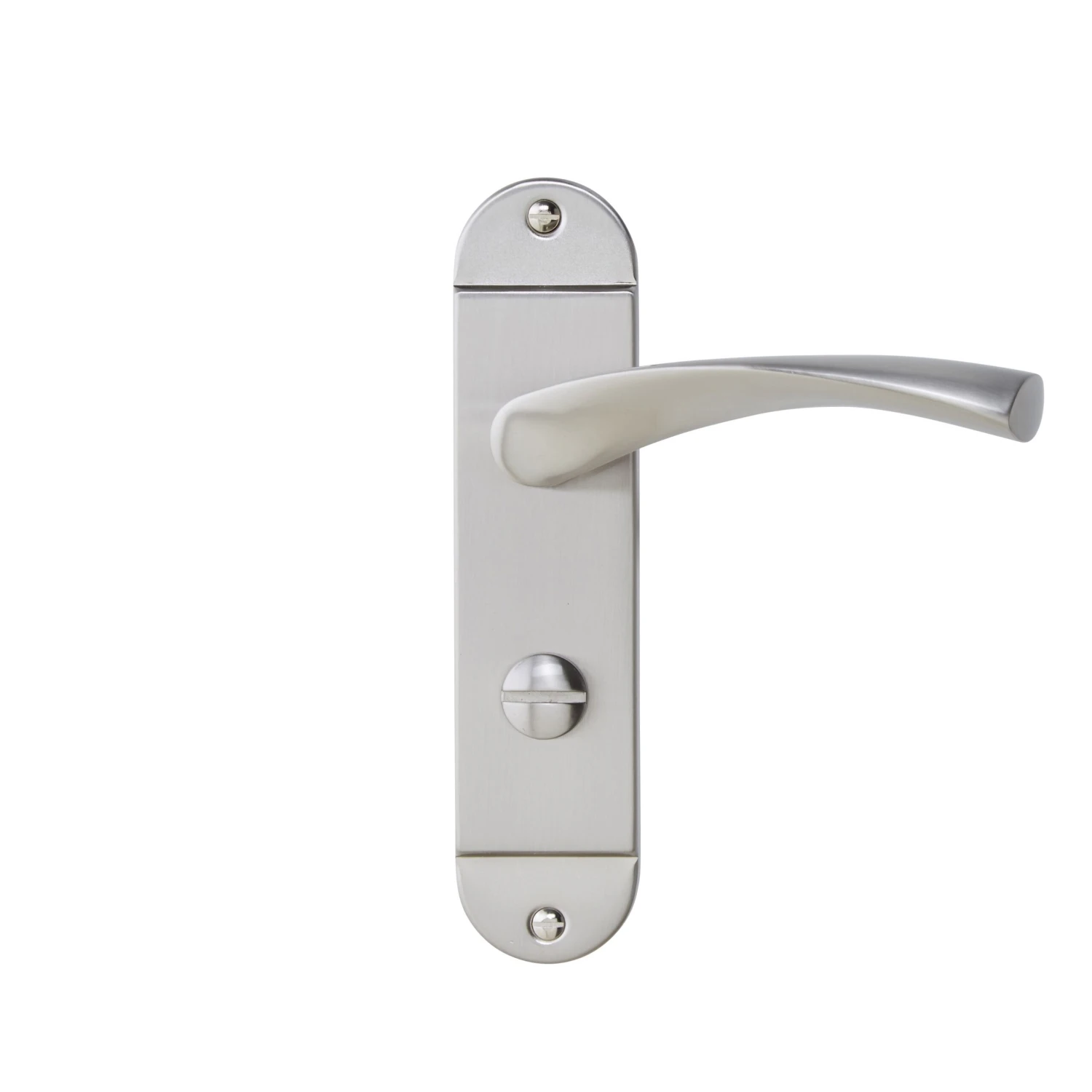 Colours Breage Satin Nickel Effect Zinc Alloy Curved Bathroom Door Handle (L)121mm, Pair 2 Colours Breage Satin Nickel Effect Zinc Alloy Curved Bathroom Door Handle (L)121mm, Pair - Image 2