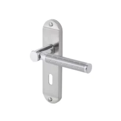 Colours Brigg Satin Nickel Effect Aluminium & Steel Straight Lock Door Handle (L)132.8mm