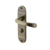 Colours Caspe Antique Brass Effect Steel Straight Bathroom Door Handle (L)112mm, Pair