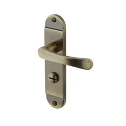 Colours Caspe Antique Brass Effect Steel Straight Bathroom Door Handle (L)112mm, Pair