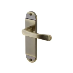 Colours Caspe Antique Brass Effect Steel Straight Latch Door Handle (L)112mm, Pair