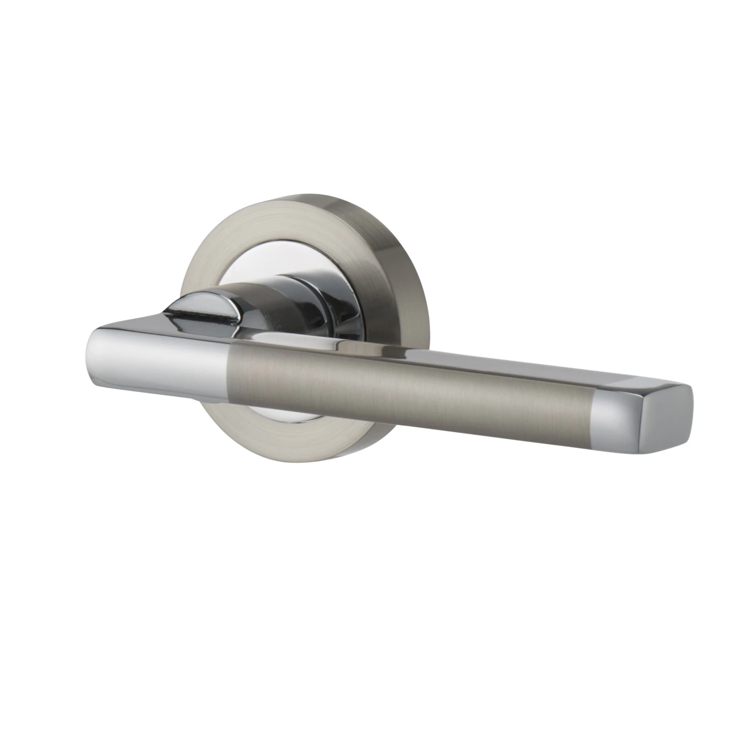 Colours Jaslo Polished Chrome Effect Aluminium Straight Latch Door Handle (L)119mm 1 Colours Jaslo Polished Chrome Effect Aluminium Straight Latch Door Handle (L)119mm