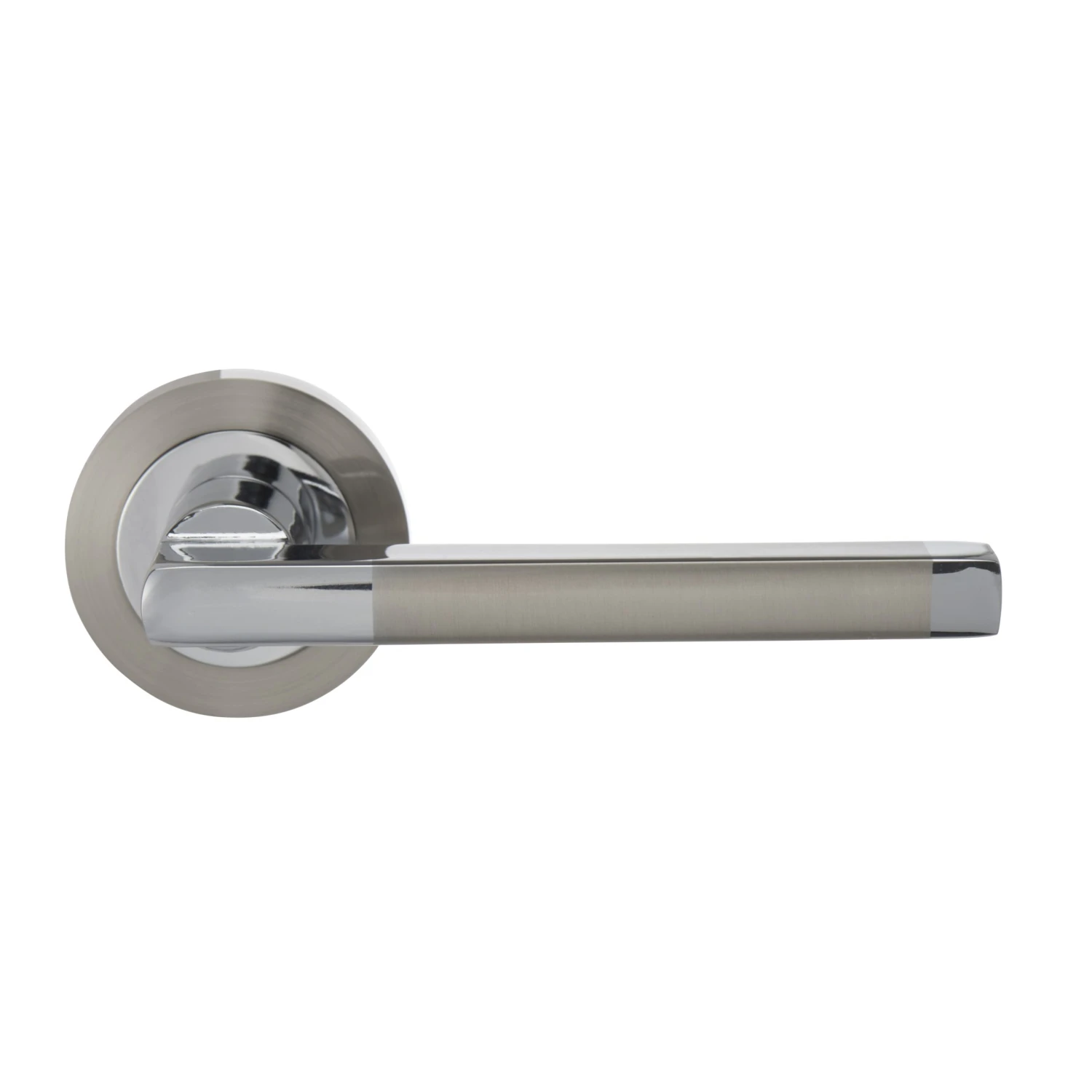 Colours Jaslo Polished Chrome Effect Aluminium Straight Latch Door Handle (L)119mm 2 Colours Jaslo Polished Chrome Effect Aluminium Straight Latch Door Handle (L)119mm - Image 2