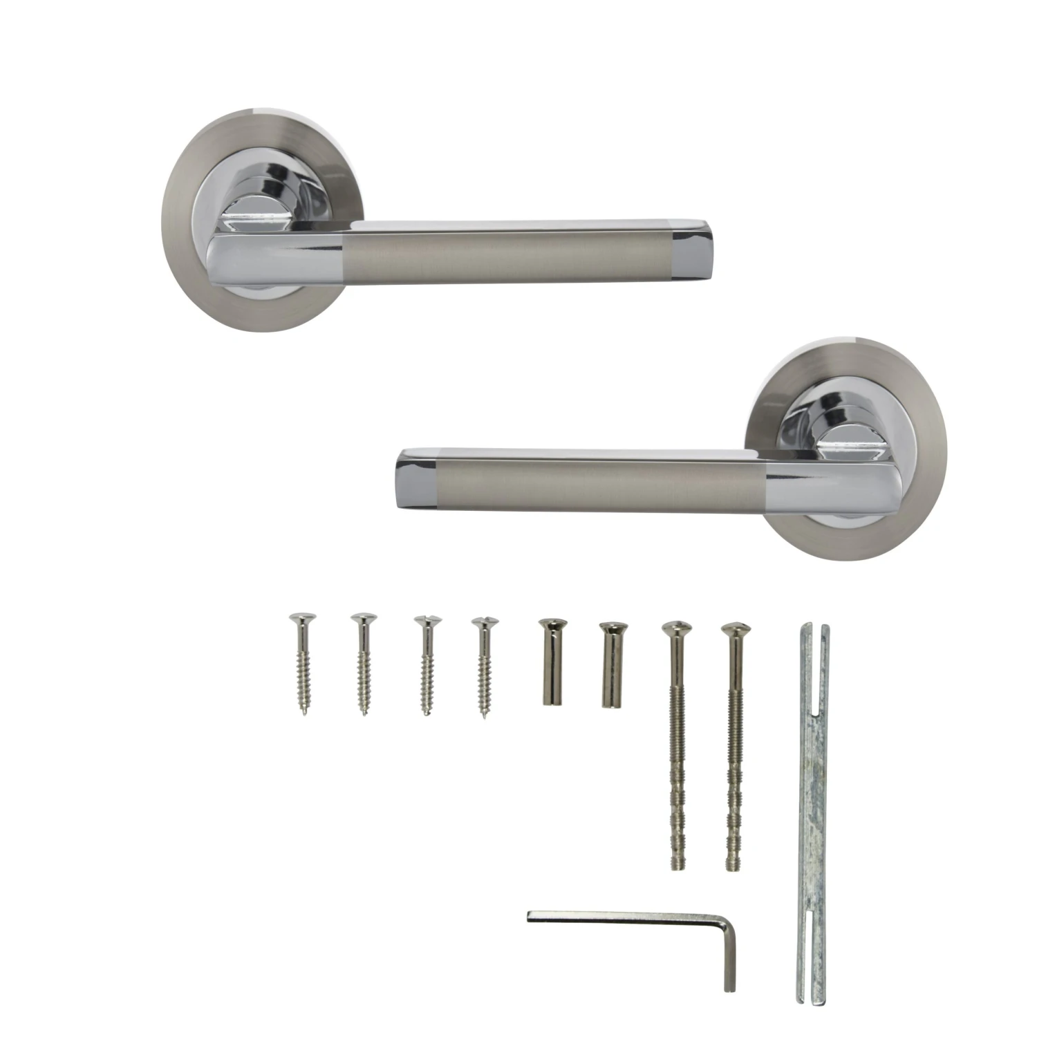 Colours Jaslo Polished Chrome Effect Aluminium Straight Latch Door Handle (L)119mm 3 Colours Jaslo Polished Chrome Effect Aluminium Straight Latch Door Handle (L)119mm - Image 3