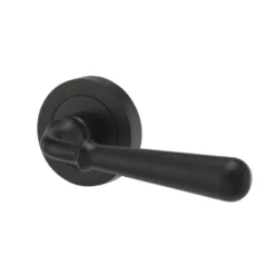 Colours Leba Black Iron Effect Aluminium Straight Latch Door Handle (L)116mm