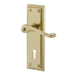 Colours Louga Polished Brass Effect Zamak Scroll Lock Door Handle (L)92mm