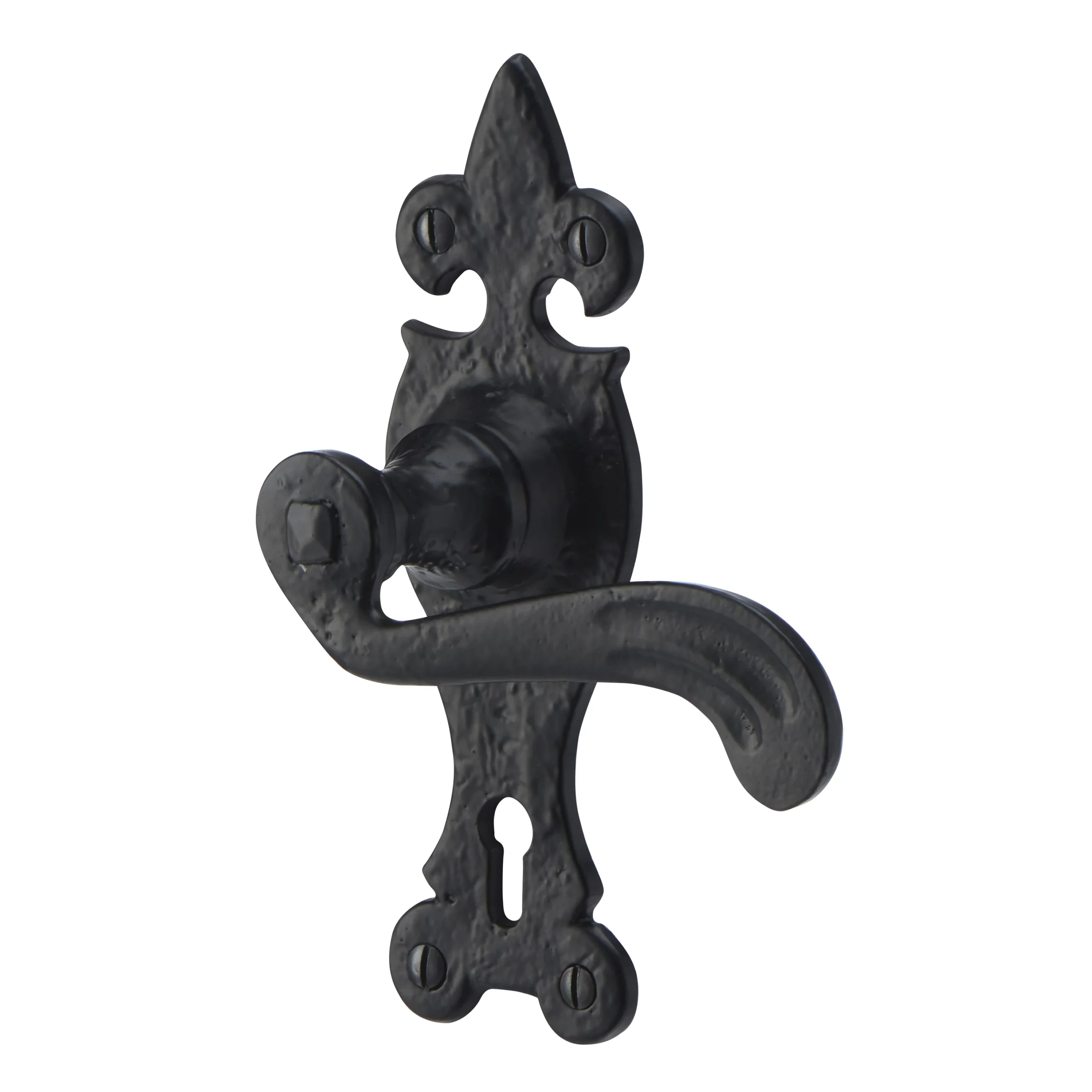 Colours Lunca Matt Black Steel Scroll Lock Door Handle (L)119mm 1 Colours Lunca Matt Black Steel Scroll Lock Door Handle (L)119mm