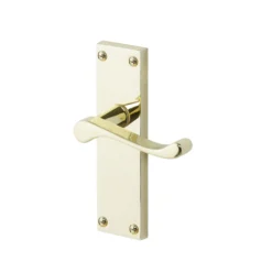 Colours Nehou Polished Brass Effect Zamak Scroll Latch Door Handle (L)96mm