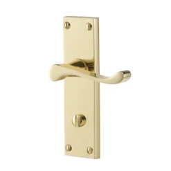 Colours Nehou Polished Brass Effect Zamak Scroll WC Door Handle (L)96mm, Pair