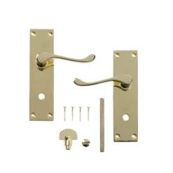 Colours Nehou Polished Brass Effect Zamak Scroll WC Door Handle (L)96mm, Pair -Master Yale Shop colours nehou polished brass effect zamak scroll wc door handle l 96mm pair3663602831181 03bq scaled