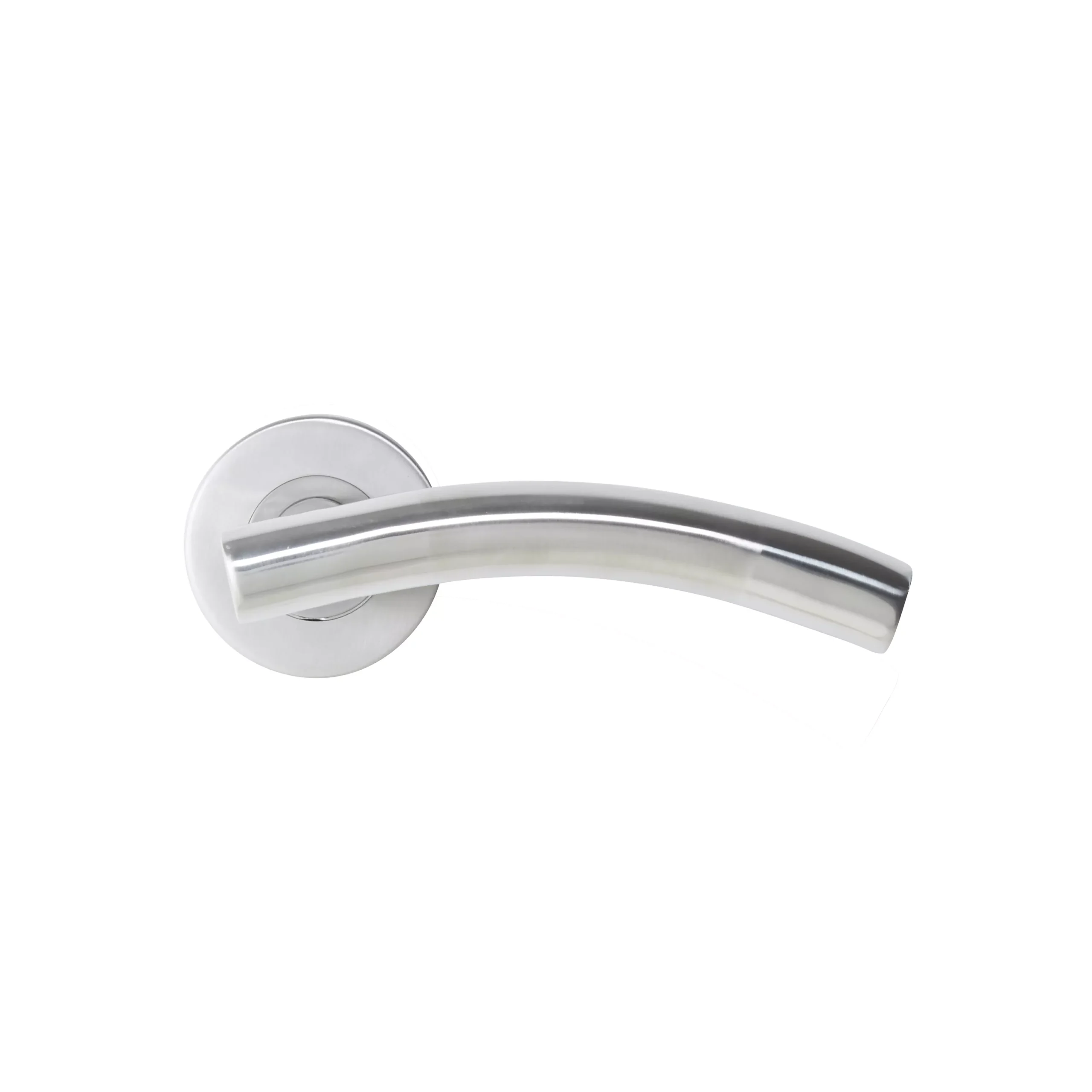 Colours Neia Brushed Nickel Effect Stainless Steel Curved Latch Push-on Rose Door Handle (L)140mm, Pair 2 Colours Neia Brushed Nickel Effect Stainless Steel Curved Latch Push-on Rose Door Handle (L)140mm, Pair - Image 2