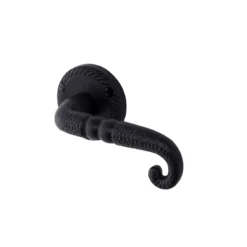Colours Plélo Matt Black Cast Iron Scroll Latch Push-on Rose Door Handle (L)125mm