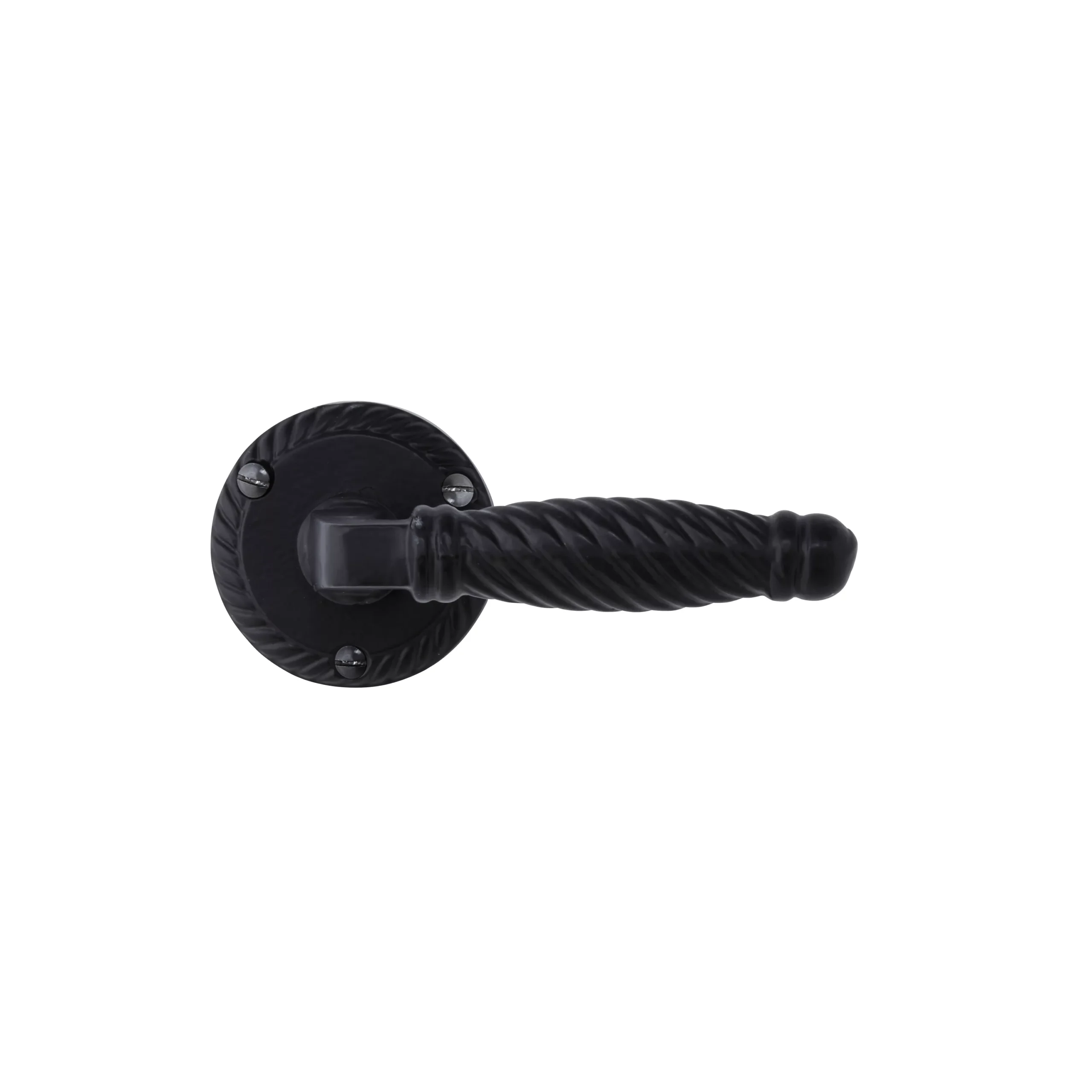 Colours Polne Matt Black Cast Iron Straight Latch Push-on Rose Door Handle (L)116mm 2 Colours Polne Matt Black Cast Iron Straight Latch Push-on Rose Door Handle (L)116mm - Image 2