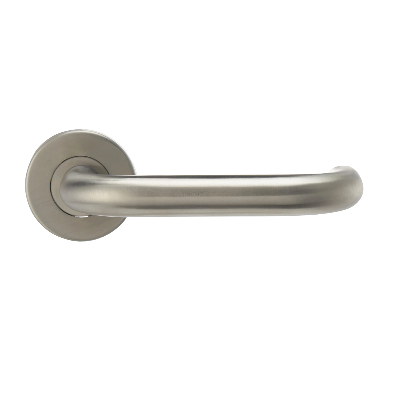Colours Quéant Brushed Nickel Effect Stainless Steel Straight Latch Push-on Rose Door Handle (L)140mm, Pair 2 Colours Quéant Brushed Nickel Effect Stainless Steel Straight Latch Push-on Rose Door Handle (L)140mm, Pair - Image 2