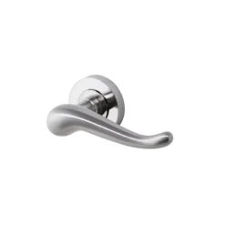 Colours Rhyl Satin Nickel Effect Brass Curved Latch Push-on Rose Door Handle (L)119mm