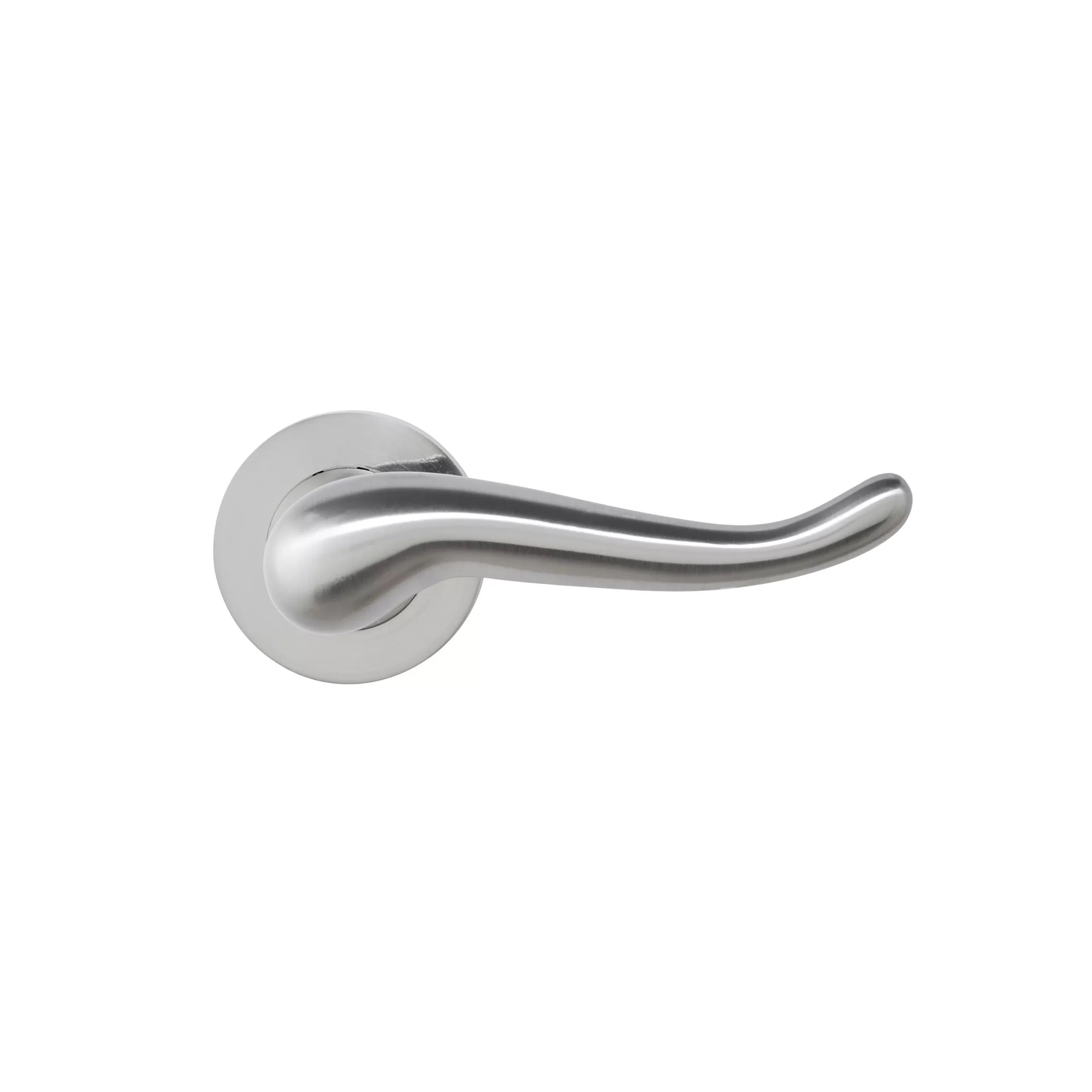 Colours Rhyl Satin Nickel Effect Brass Curved Latch Push-on Rose Door Handle (L)119mm 2 Colours Rhyl Satin Nickel Effect Brass Curved Latch Push-on Rose Door Handle (L)119mm - Image 2