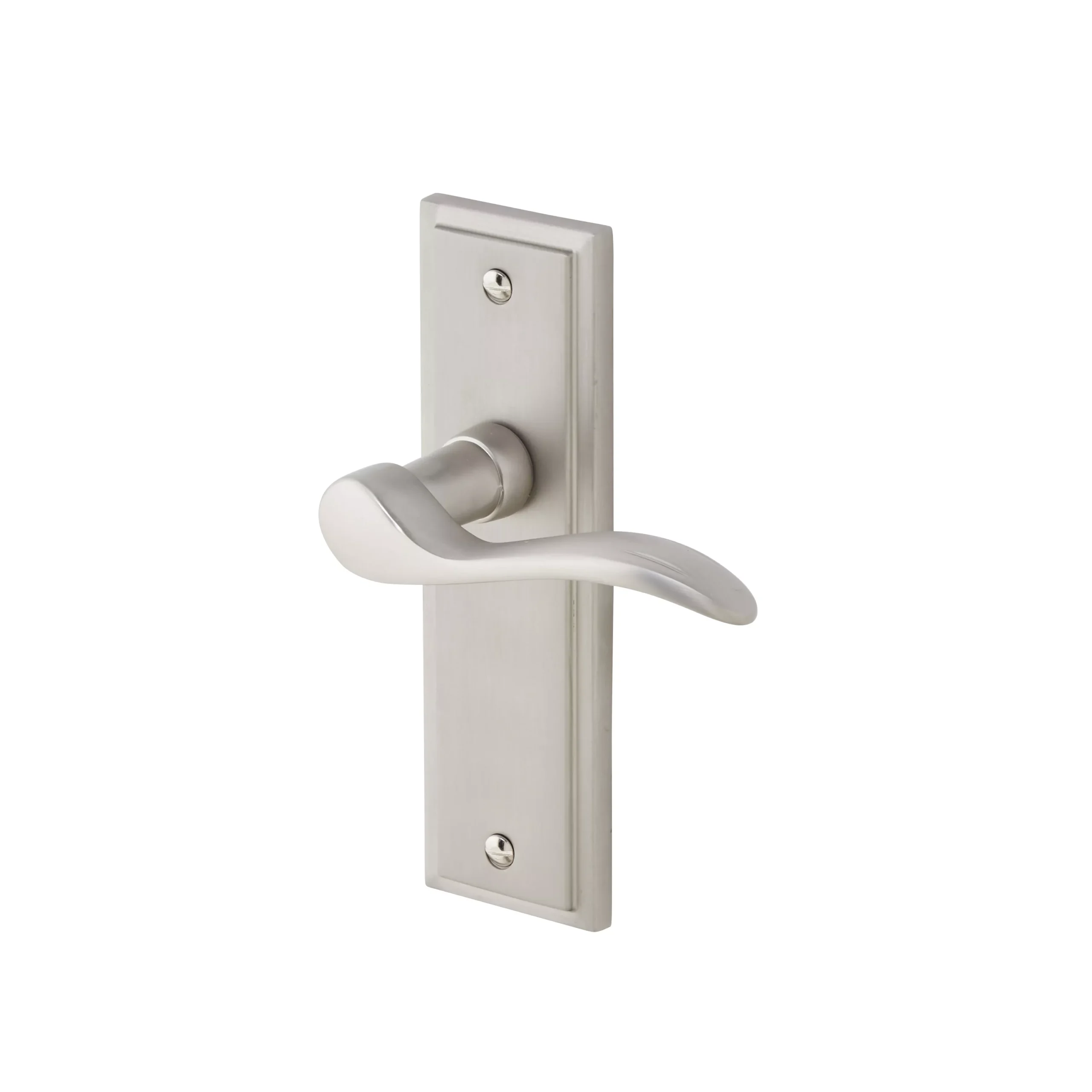 Colours Sennen Nickel Effect Aluminium Scroll Latch Door Handle (L)105mm, Pair 1 Colours Sennen Nickel Effect Aluminium Scroll Latch Door Handle (L)105mm, Pair