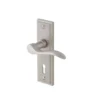Colours Sennen Nickel Effect Aluminium Scroll Lock Door Handle (L)105mm, Pair