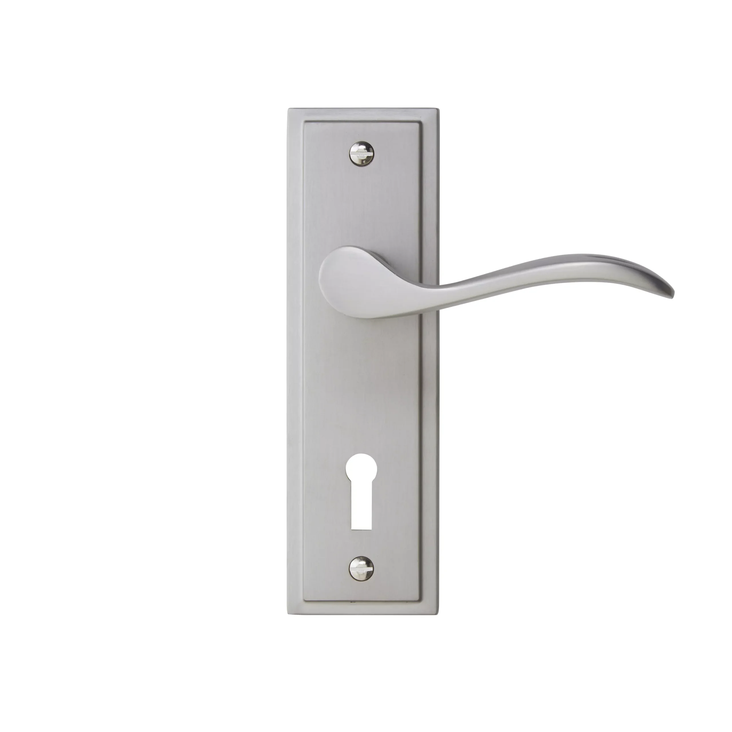 Colours Sennen Nickel Effect Aluminium Scroll Lock Door Handle (L)105mm, Pair 2 Colours Sennen Nickel Effect Aluminium Scroll Lock Door Handle (L)105mm, Pair - Image 2