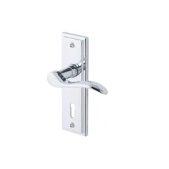 Colours Sennen Polished Chrome Effect Aluminium Scroll Lock Door Handle (L)105mm, Pair