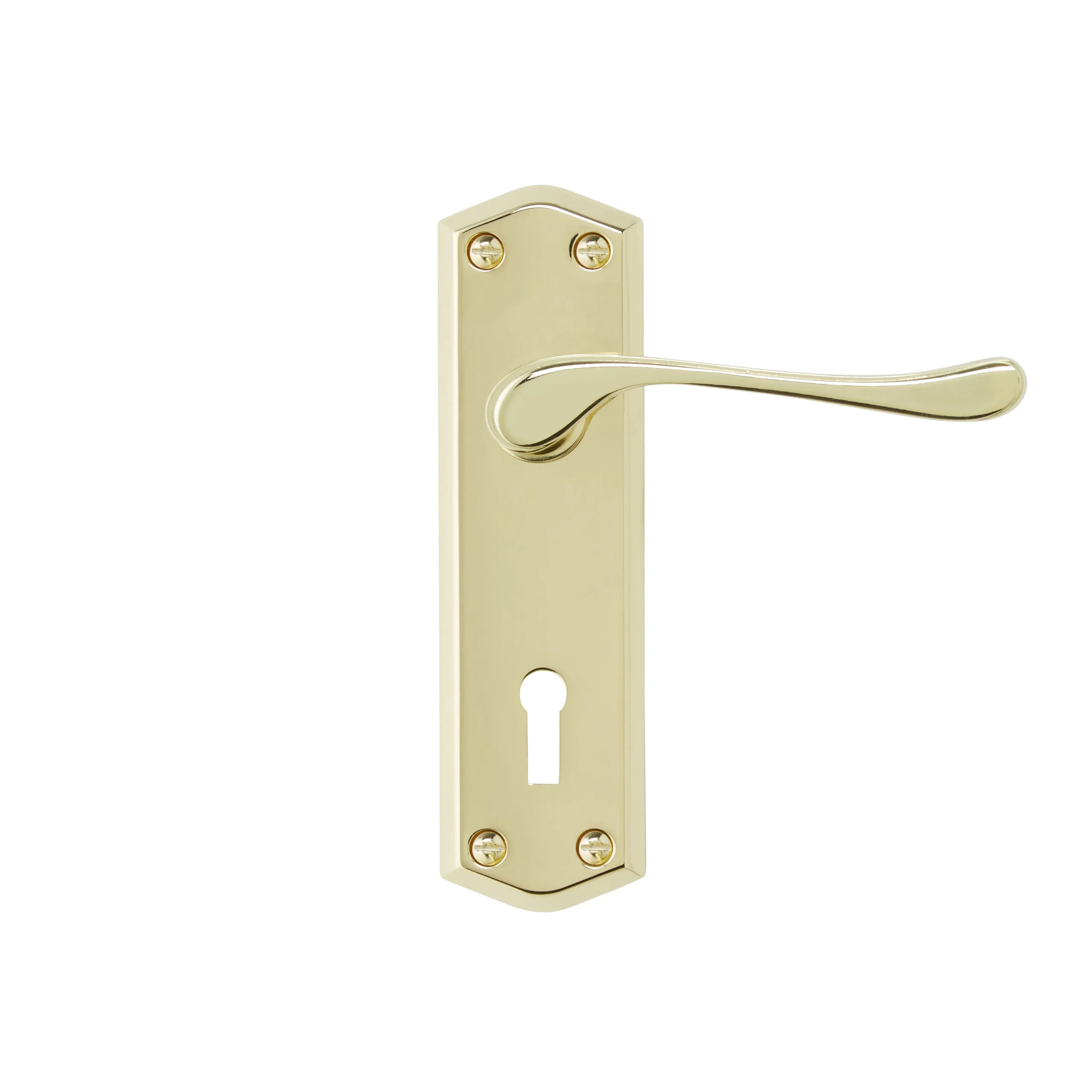 Colours Sheya Polished Brass Effect Aluminium Scroll Lock Door Handle (L)111mm, Pair 2 Colours Sheya Polished Brass Effect Aluminium Scroll Lock Door Handle (L)111mm, Pair - Image 2