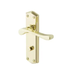 Colours Sheya Polished Brass Effect Aluminium Scroll WC Door Handle (L)111mm, Pair
