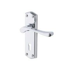 Colours Sheya Polished Chrome Effect Aluminium Scroll Lock Door Handle (L)111mm, Pair