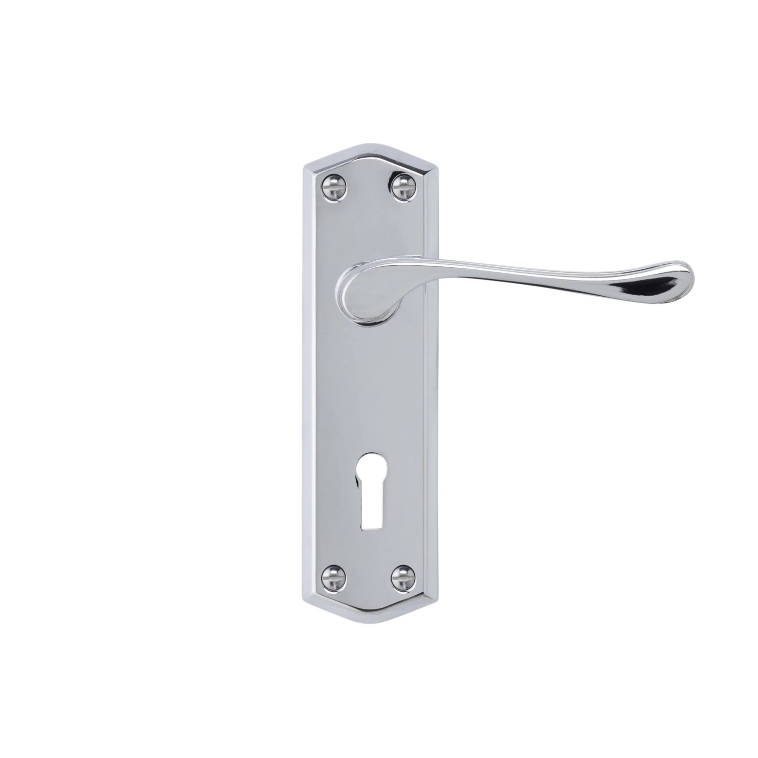Colours Sheya Polished Chrome Effect Aluminium Scroll Lock Door Handle (L)111mm, Pair 2 Colours Sheya Polished Chrome Effect Aluminium Scroll Lock Door Handle (L)111mm, Pair - Image 2