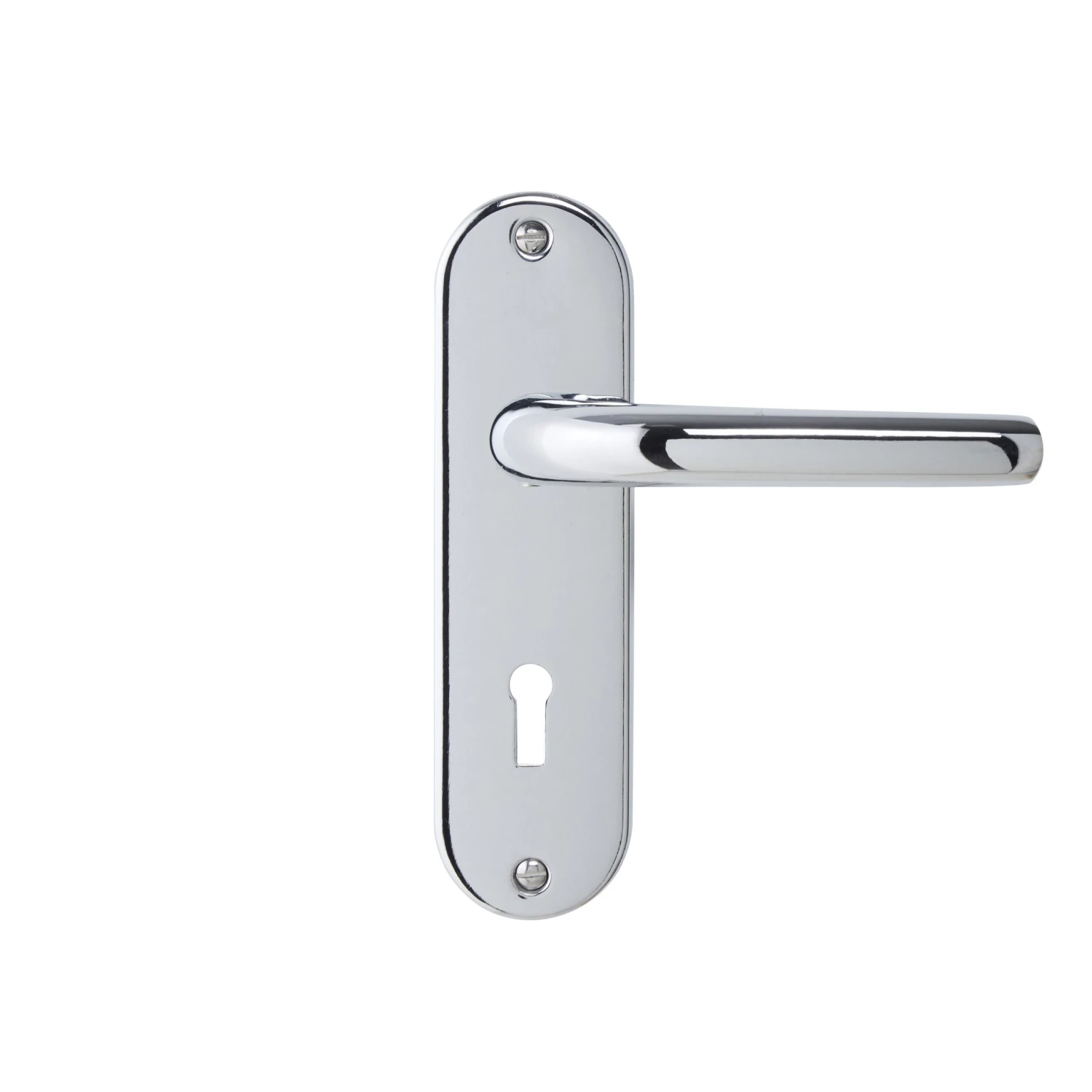 Colours Soure Polished Chrome Effect Aluminium Straight Lock Door Handle (L)125mm 2 Colours Soure Polished Chrome Effect Aluminium Straight Lock Door Handle (L)125mm - Image 2