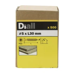 Diall Yellow-passivated Carbon Steel Screw (Dia)5mm (L)30mm, Pack Of 500