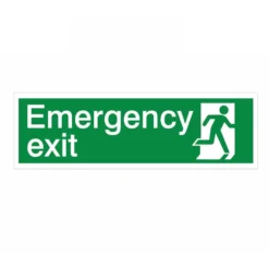 Emergency Exit Self-adhesive Labels, (H)125mm (W)400mm