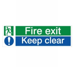 Fire Exit Keep Clear PVC Safety Sign, (H)125mm (W)400mm
