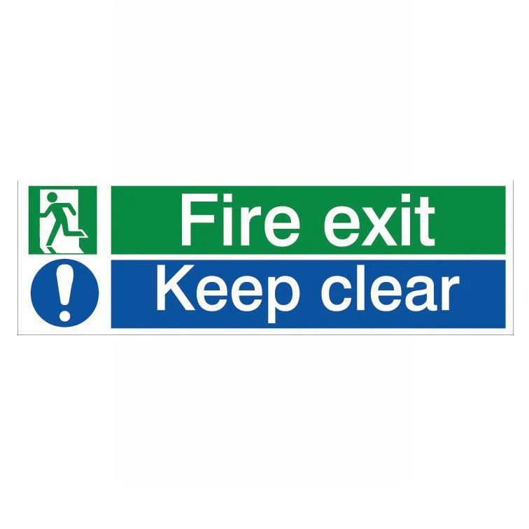 Fire Exit Keep Clear PVC Safety Sign, (H)125mm (W)400mm 1 Fire Exit Keep Clear PVC Safety Sign, (H)125mm (W)400mm