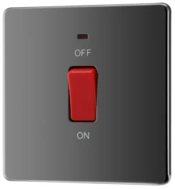 GoodHome 45A Rocker Flat Control Switch With LED Indicator Black