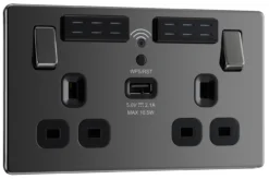 GoodHome Black Nickel 13A Flat Switched Double Screwless WiFi Extender Socket With USB -Master Yale Shop goodhome black nickel 13a flat switched double screwless wifi extender socket with usb5059340135878 03c scaled